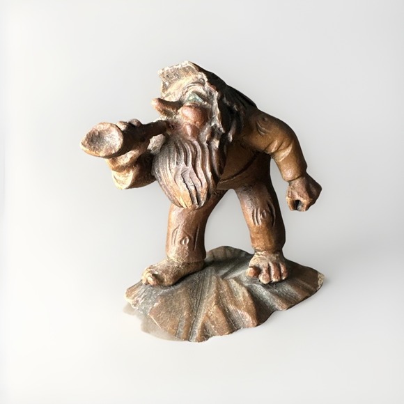 Vintage ANRI Little Folks Salvans Hand Carved Wood Figurine Watchman Italy